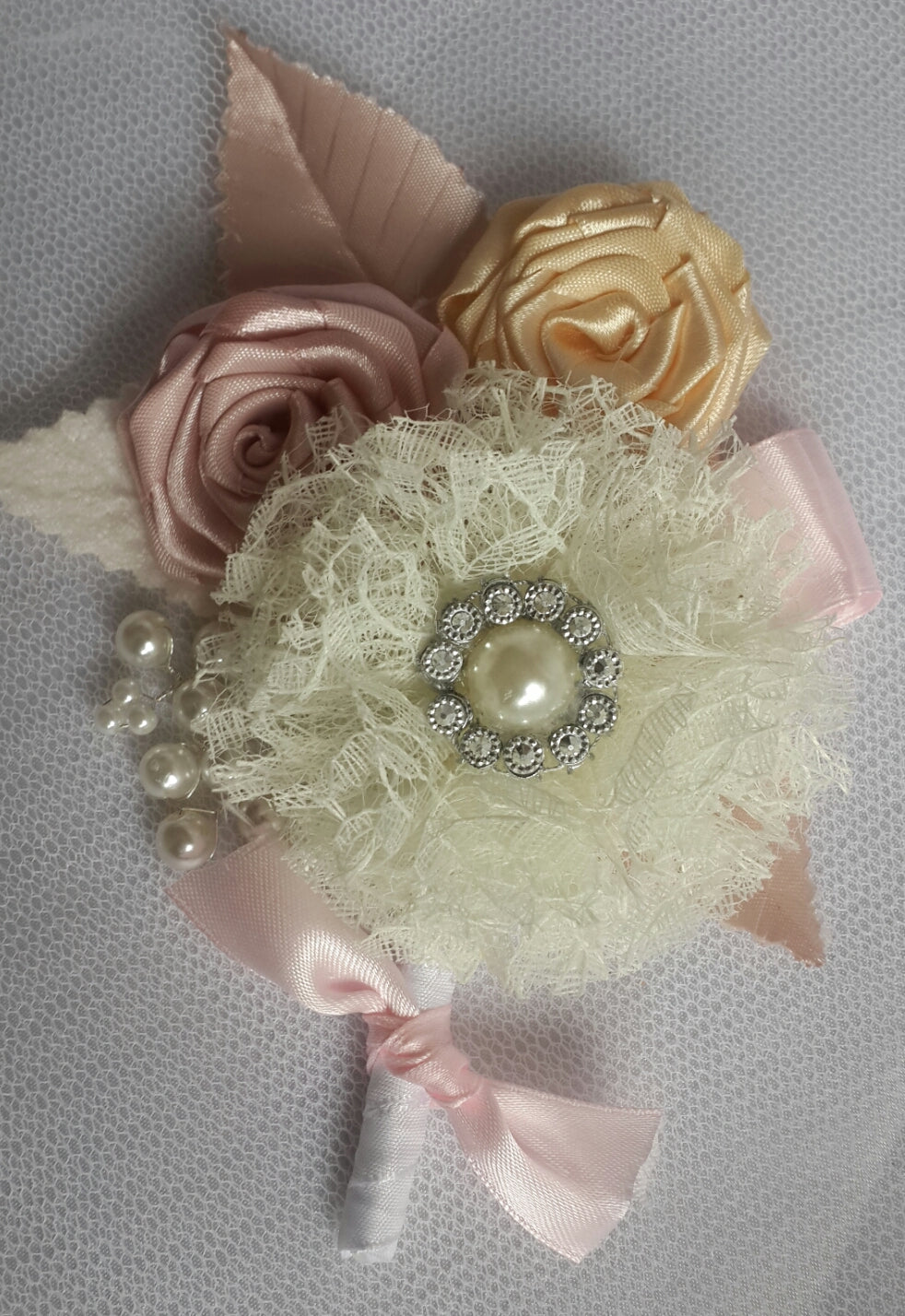 Jewelry Bridal Bouquet with Brooches and Handmade Flowers