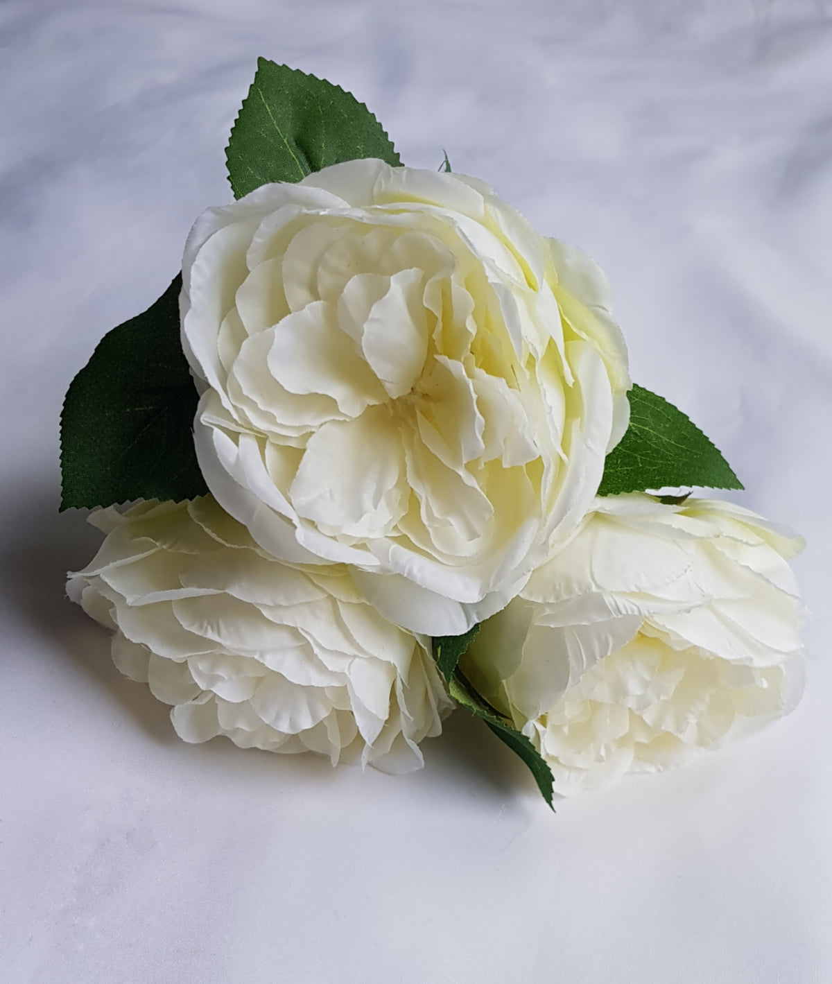 Silk Flower, 3 Stems Bunch Ivory Peonies