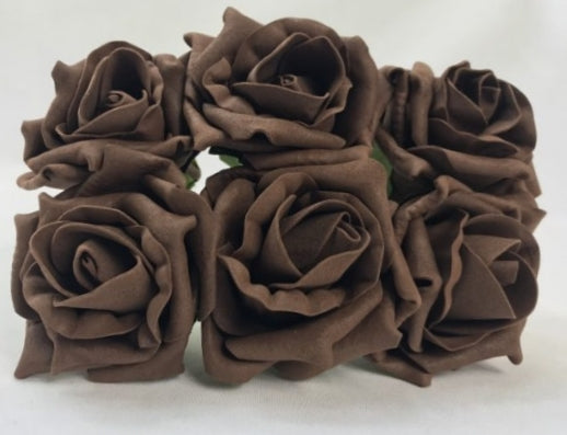 Chocolate Brown Cottage Roses Foam Flower