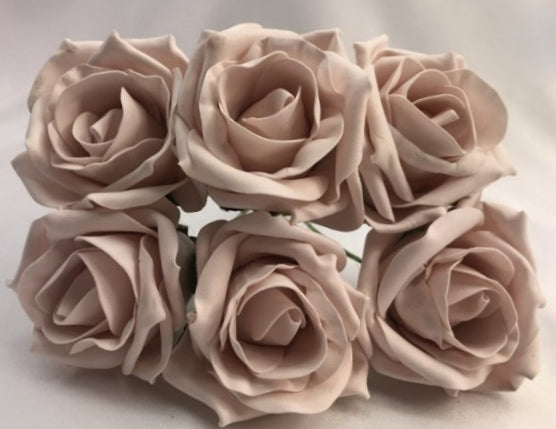 Mocha Pink Cottage Rose Foam Flower