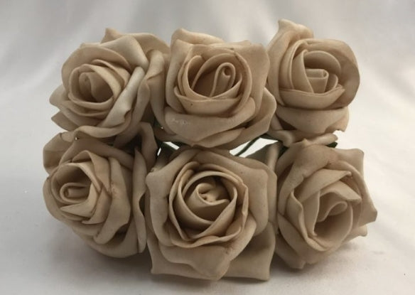 Chocolate Brown Cottage Roses Foam Flower